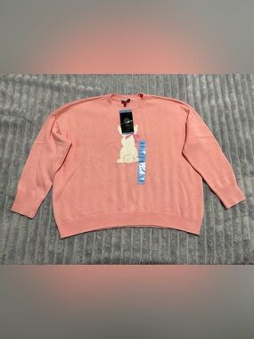 Vince Camuto Easter Rabbit Sweater — Coral Pink — Brand New (Size L)